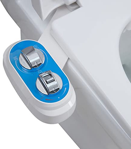 Bidet J2510B selbstreinigendes heißes und kaltes Wasser für weibliche/rückwärtige Wäsche, nicht elektrisch, Doppeldüsen, Bidet-WC-Aufsatz mit einstellbarer Druckregelung (blau)