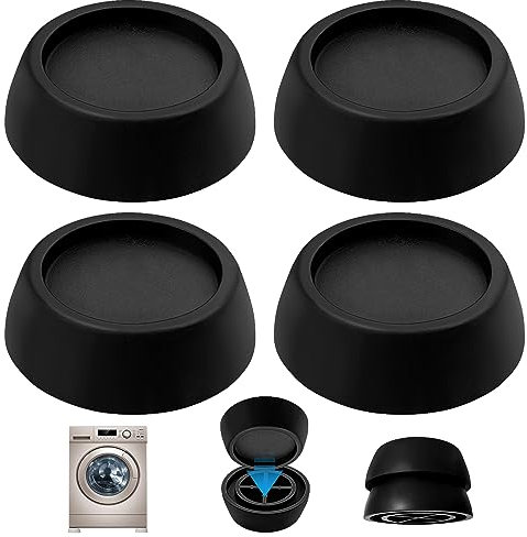 VooGenzek Lot de 4 Patin en Caoutchouc de Machine à Laver, Amortisseurs de vibration en caoutchouc pour machines à laver, Anti Vibration Pieds en Caoutchouc, pour Machine à Laver et Sèche (Noir)