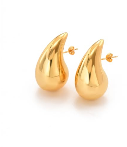 Julyls 18K guldörhängen dupes, eleganta Waterdrop örhängen för kvinnor, allergivänliga Chunky Creoler, guldpläterade modesmycken för kvinnor och flickor
