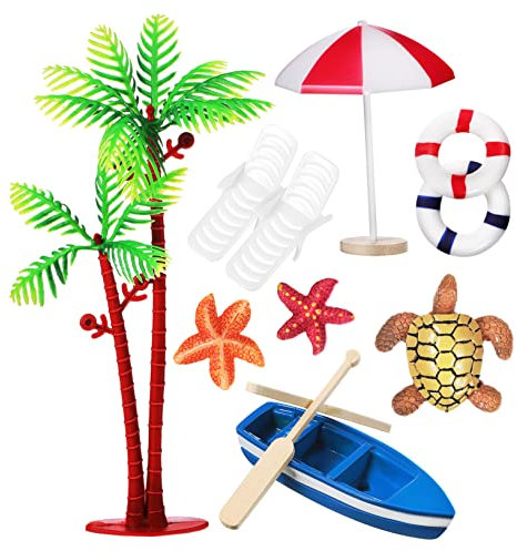 Toyvian 10 Stück Strand-Themen-Dekoration -Kuchendekorationen Strandkorb-Schirm-Kuchenaufsätze Strand-Thema-Kuchendekorationen Hochzeit Nautische Dekoration Stranddekor