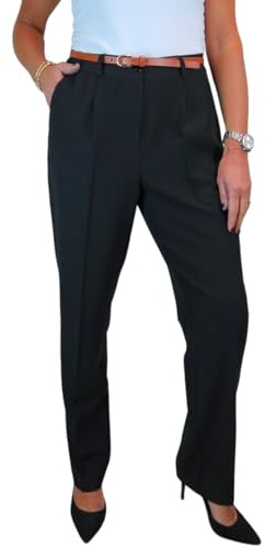 Paulo Due Smart Tailored Fit Pleated Trousers for Women UK Black 8-22 (14)