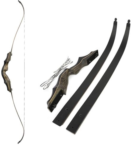 Bogenschießen 58 Zoll Takedown Recurvebogen Holz Riser Professioneller Recurvebogen für den Wettkampf 30-50 lbs Einstellbar (Recurve-Bogen, 30 Ibs)