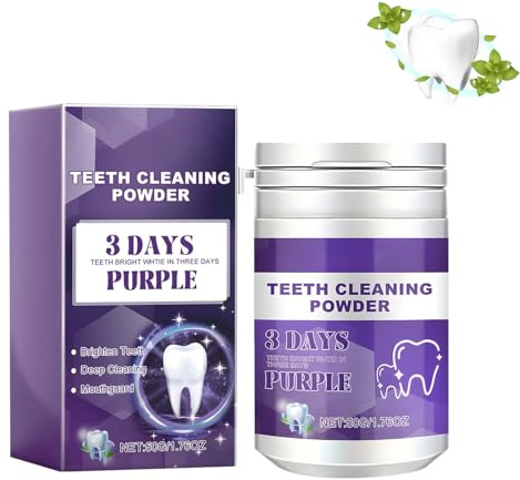 3 Days Purple Teeth Whitening Powder, Teeth Whitening Pulver für weiße Zähne,Zahnaufhellung und Bleaching Pulver mit sichtbaren Reinigung Effekt | Zähne aufhellen - kosmetische Zahnreinigung (1PC)