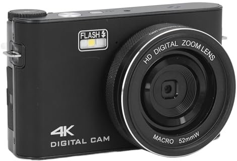 Piccola Fotocamera Digitale per Bambini, Fotocamere Compatte FHD 1080P con Zoom 18X, Fotocamera per Vlogging 4K da 64 MP Portatile per Adolescenti Ragazzi Ragazze Anziani (BLACK)