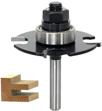 SICWOOD Slot Cutter Router Bit 1/4 Shank - 4-Wings, 9/16 Depth, 3/32 Height, Carbide Tip, Wood Slotting Cutter Bit, for Groove Edges, T-moldings, Biscuit