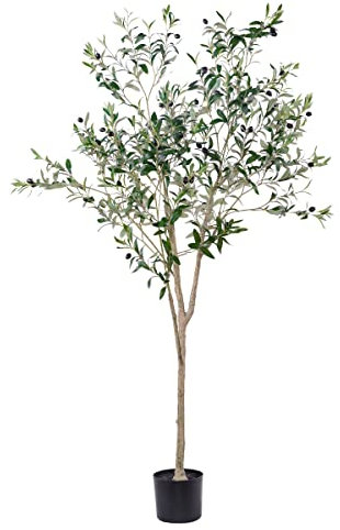 LUWENER 6FT Artificial Olive Tree, Fake Plant With Lifelike Leaves, Large Faux Indoor Tree in Pots for Home Office Outdoors Decor