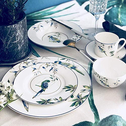 ABNNHK Platos Llanos, 12 Piezas, Servicio de Cena de Porcelana, Juego Combinado, Plato Llano de Porcelana, tazón, Taza y platillo, Platos para Pasteles Pintados a Mano, Tienen un excelent