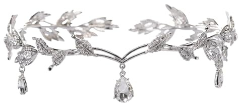 Tiara Krone Kristall, Prinzessin Krone Stirnband, Kristall Strass Hochzeits Kopfband Hochzeit Kristall Kopfschmuck für Braut Brautjungfern Geburtstag Hochzeit Halloween Kostüm Party (Silber)
