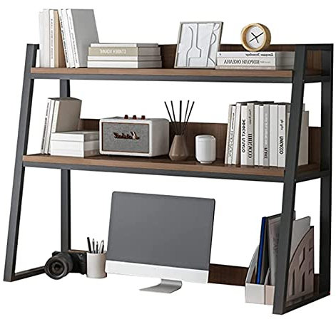 Aufbewahrungsorganisator, Büro-Schreibtisch-Bücherregal, Bücherregal für Computer-Desktop aus Metall und Holz, 1/2-stöckiges Mehrzweck-Bücherregal auf der Arbeitsplatte, für Bürobedarf im Wohnheim
