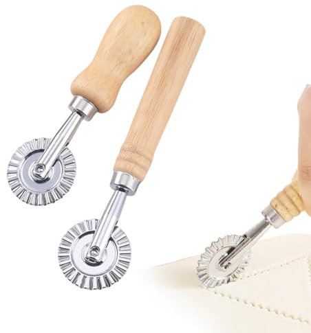 2 Pezzi Rotella Taglia Ravioli, Ruota di Taglio Pastry,Rotella Ravioli con Manico Lungo e Corto,Rotella Tagliapasta,Taglia Pasta Dentata per Sfoglia a Mano Multifunzionale per Accessori per la Pasta