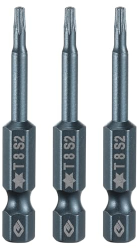 QUARKZMAN 3pz Punte Cacciavite Torx T8 1/4 Esagonale 2 Lunghezza Acciaio S2 Magnetica 6 Punti Punte Cacciavite Industriale Antimanomissione Star Drill Bits con Foro Testa Torx