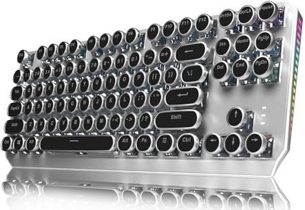 SEUNKWANG EWEADN Clavier mécanique sans fil, disposition 80 % avec rétroéclairage blanc, anti-ghosting, interrupteur bleu, Bluetooth/2,4 GHz/USB-C, noir