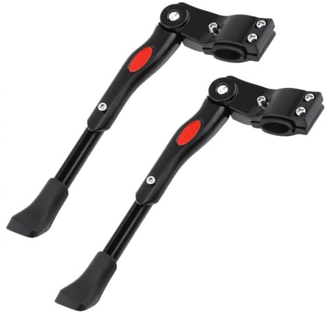 Bayli 2er Set Fahrradständer 22-26 Zoll mit Anti-Rutsch Gummifuß | Faltbarer Mountainbike Seitenständer | Universal Einstellbarer Hinterbauständer | Trekkingrad Halter | Farbe Schwarz