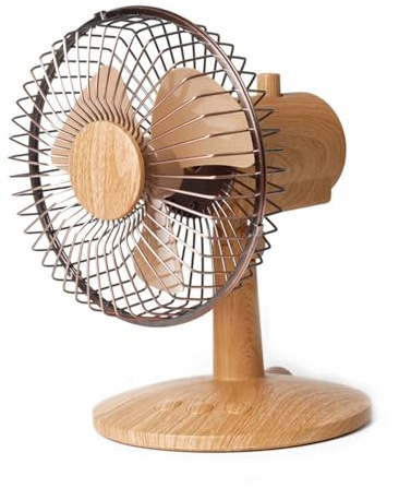 MTNBHH Ventilador de escritorio retro de madera, ventilador de mesa portátil, 2 velocidades, alimentado por USB/batería for el hogar, la oficina, el dormitorio, la mesa y el escritorio