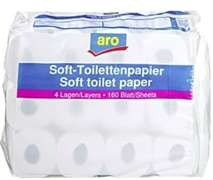 Toilettenpapier Weiß 4-lagig, 24 Rollen à 160 Blatt - Packung aro