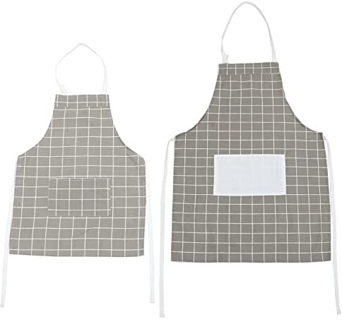 Amosfun 2stücke Junge Mädchen Kochschürze Baumwoll-eltern-junge Mädchen-schürze Mit Tasche Für Pinsel Und Utensilien Schützt Kleidung Beim Malen Und Kochen Kinderschürze