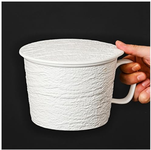 Tasses à soupe avec anse, bol à soupe, tasse à bouillon, en céramique avec couvercle for céréales, thé, lait, flocons d'avoine, bol de nouilles ramen instantanées, compatible micro-ondes et lave-vaiss