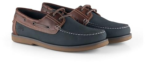 Catesby Hector Leather Lace Up Boat Shoes for Men | Leather deck shoes, non-marking rubber sole, sock cup arch support, ideal for sailing, holidays and smart casual wear