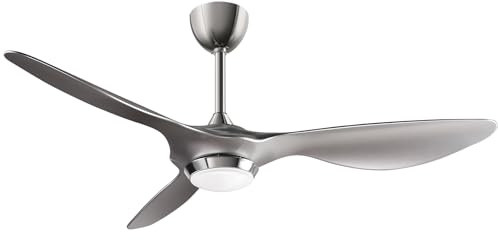 reiga 132 cm Smart Deckenventilator mit Licht, Fernbedienung/APP/Alexa | 6 Geschwindigkeitsstufen, Moderne ABS Silberflügel für Innenräume, Sommer-Winterbetrieb