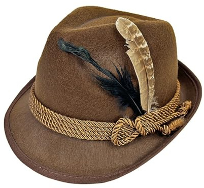pxjsdwe Trachtenhut Herren Damen Oktoberfest Filzhut mit Feder Retro Bayerischer Hut Festlich Mottoparty Trachtenhüte Erwachsene Unisex für Karneval Halloween