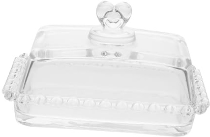 LOLIPPYY Mantequillera Con Tapa De Cristal Transparente 14x8 Cm Antideslizante Soporta Mantequilla y Queso Para Hogar Cocina Reutilizable Práctico