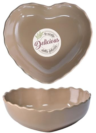WALD Set 2 Pirofile monoporzione in Kergrès – Argilla ceramica ad alta resistenza per forno – Ideali per cucina e servizio a tavola (Cuore Tortora)