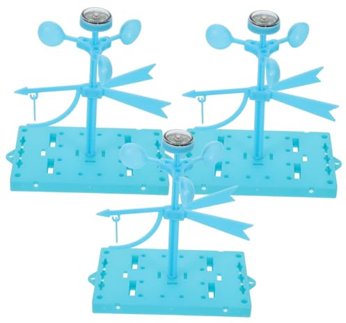 FRCOLOR 3 Sets DIY Wind Vane Science Kit for Preschool Stem Education Portable Wind Indicator with Anemometer Function Weather Experiment Tool for Classroom and Outdoor Learning