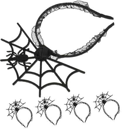 LRXIYODE 5 Stück Teiliges Halloween Spinnen Haarband mit Spinnennetz-design Vielseitiger Cosplay Kopfschmuck für Damen Bequeme Teufels-haarreifen für Party Festival-outfits