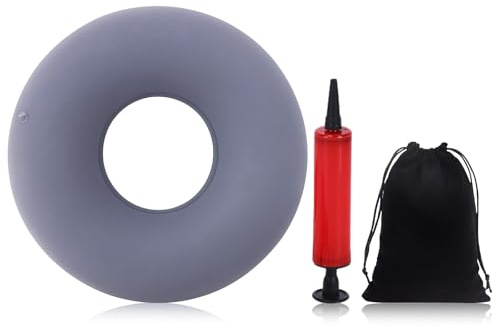 FULHANY Coussin Anti Escarres Fessier - avec Pompe Coussin Donut, Conception Ergonomique en Forme D'Anneau Qui Soulage La Pression Corporelle (Gris) 35 Cm