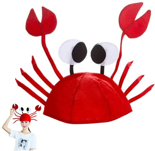 Peosaard Crab Decorations, Crab Hat, Unique Funny Hats with Claws Men's Women's Novelty 3D Seafood Cap for Halloween Decoration Party Supplies, Lobster Hat