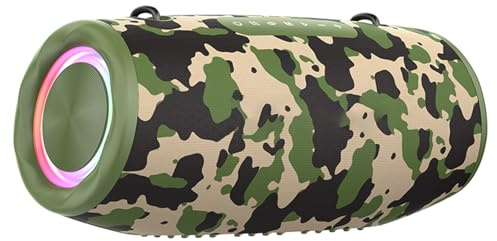 ERYUE 80W Powerful Bass Speaker RGB Lights 76mm Large Size Wireless Speaker for Outdoor Events (Camouflage)