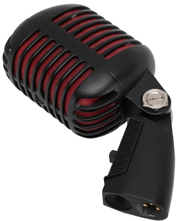 Cosiki Microfono per Voce Cardioide, Microfono Dinamico Vintage in Lega di Zinco, Supporto Girevole con Design Autotensionante, Ideale per Spettacoli e Registrazioni Sul Palco KTV (#4)