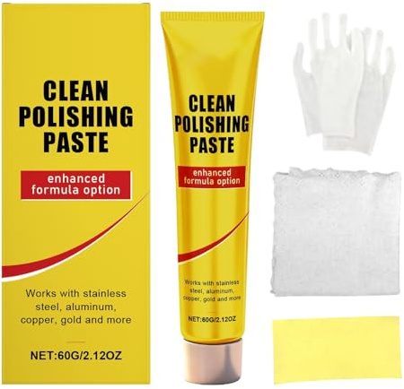 Nettoyant pour Laiton - 60g Crème De Nettoyage Profond À Longue Durée,Nettoyant Laiton Et Crème À Polir Les Métaux | Pour Chrome Argent Or Argenterie Bronze Aluminium Bijoux Ustensiles Cuisine