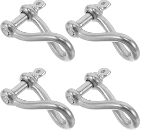 SUPVOX 4pcs 4mm Stainless Steel Twist Bow Clevis Shackle Heavy Duty Marine Anchor Shackle with Screw Pin for Boat Rigging and Sailing Hardware