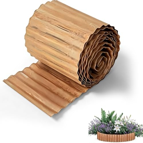Bordatura per prato in acciaio Corten, 20 x 600 cm, in metallo, per giardino, flessibile, ondulata, per prato fai da te, palizzata da giardino, legno, aiuola e paesaggistica