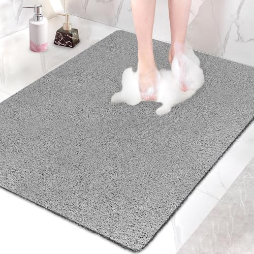Duschmatte rutschfest 80 x120 cm: Extra Groß Sicherheits Badewannenmatte mit Ablauflöchern, Weich Komfort PVC-Luffa Massage Antirutschmatte für Dusche, Schnell trocknend