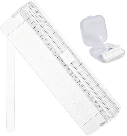 LUDHEP Massicot pour papier A5 blanc avec règle latérale, 1 coupe-papier de 12 pouces avec une lame de rechange, pour photos, cartes et bricolage