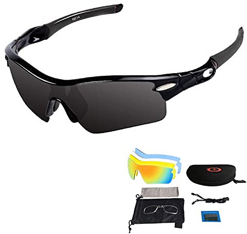 VILISUN Sportbrille Fahrradbrille Polarisierte Sport Sonnenbrille Unisex mit UV400 5 Wechselgläser für Outdooraktivitäten wie Radfahren Laufen Klettern Autofahren Angeln Golf
