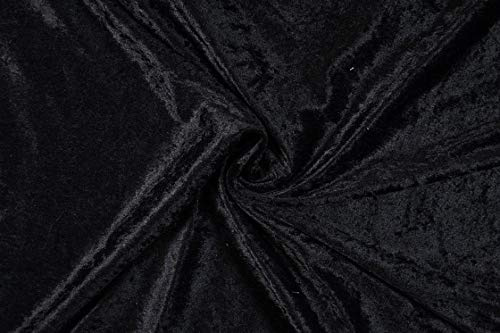 Pannesamt Stoff Meterware für Deko, Basteln und Bekleidung, 1 Meter - 147 cm Breit - Samt ähnliche Oberfläche Stoffe (Schwarz 1005)