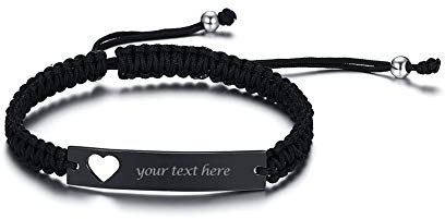 VNOX Personalisierte Gravur Paare Schwestern Freundschaft Brautjungfer Familie Schmuck-Set für 2/3/4/5 Edelstahl Geflochtene Hohl Herz Bar Armband für Frauen Männer