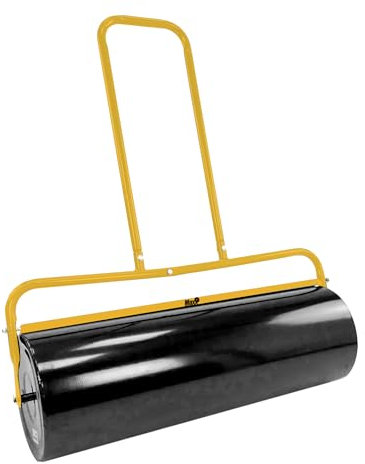 MaxxGarden Rasenwalze Befüllbar - Gartenwalze füllbar mit Sand oder Wasser - Bis zu 65L - Garten Walze Rasen - Walzenrolle Zum Planieren & Eindrücken Von Saatgut - Schwarz/Gelb