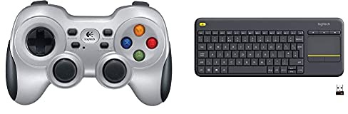 Logitech F710 Wireless Gamepad, 2.4 GHz Wireless con Nano-Ricevitore USB, Controller Dual Vibration Feedback & K400 Plus Tastiera Wireless per TV, Pc, Home Theater‎
