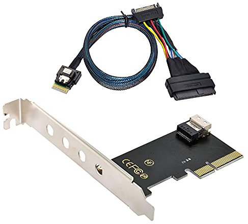 NFHK PCI-E 3.0 4.0 to SFF-8654 Slimline SAS Card Adapter and U.2 U2 SFF-8639 NVME PCIe SSD Cable for Mainboard SSD