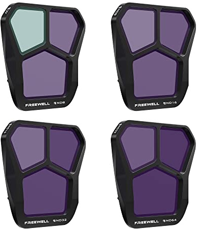Freewell Standard Day 4Pack Split ND-Filter ND8, ND16, ND32, ND64 Kompatibel mit Mavic 3 Pro/Mavic 3 Pro Cine