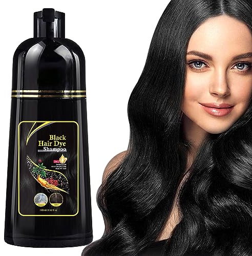 Shampooing Teinture Cheveux Noir 3 en 1, Shampooing Teinture Rapide Hydratant Nourrissant, Shampooing pour Coloration Naturelle et Durable des Cheveux pour Hommes et Femmes