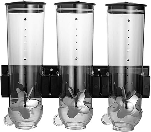 VIXPET Dispenser/Wall Bracket Cereal Dispenser/Cornflake Dispenser/Double and Triple Dispenser for Muesli, Cornflakes and Cereals Dry Food- Black