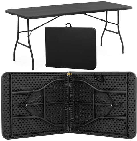 SPRINGOS Klappbarer Partytisch 180x75 cm – Banketttisch mit Tragegriff, Stabiler Gartentisch für 6 Personen, Outdoor-Tisch aus HDPE & Metall, Camping- & Picknicktisch