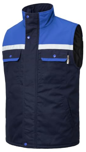 Yukirtiq Herr Hi Viz arbetskläder vadderad väst vinter varm kroppsvärmare utomhus ärmlös arbetsjacka kappa Hi Vis arbete användbar väst, BLÅ, M