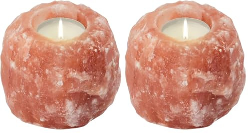 Himalaya Salt Dreams Teelichthalter Rock, Kristallsalz aus Punjab/Pakistan, Orange, ca. 700 g (Packung mit 2)