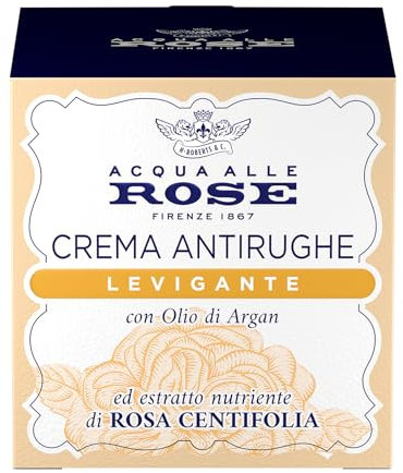 Acqua alle Rose, Crema Viso Antirughe Levigante con Estratto Nutriente di Rosa Centifolia e Olio di Argan, Azione Antirughe per Pelli Normali, Nutre a Fondo e Rassoda la Pelle, 50 ml